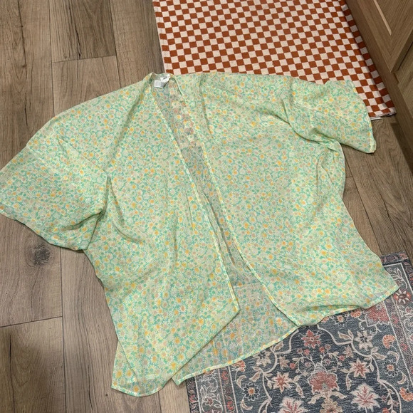 Aerie Green and Yellow Swim Coverup OS Floral Print - Picture 3 of 4